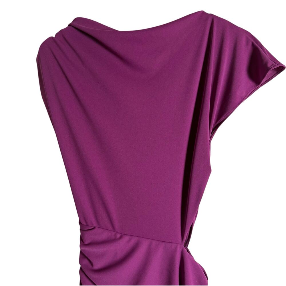 Tanya Taylor Nami Purple Asymmetric Boat Neck Draped Cap Sleeve Gown Size 2 - Picture 13 of 16